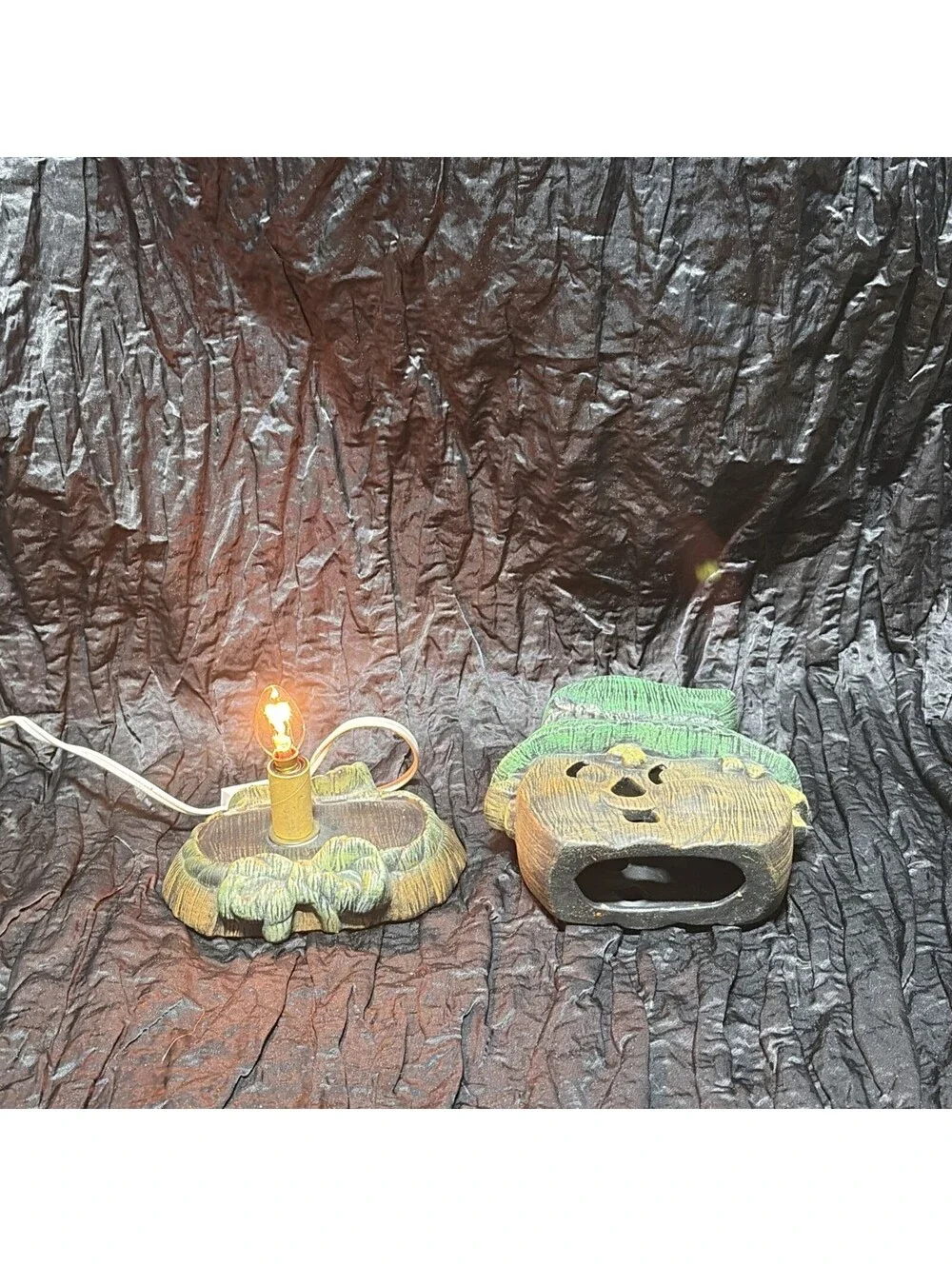 Vtg Halloween Ceramic Scarecrow Head Light Hand Painted
